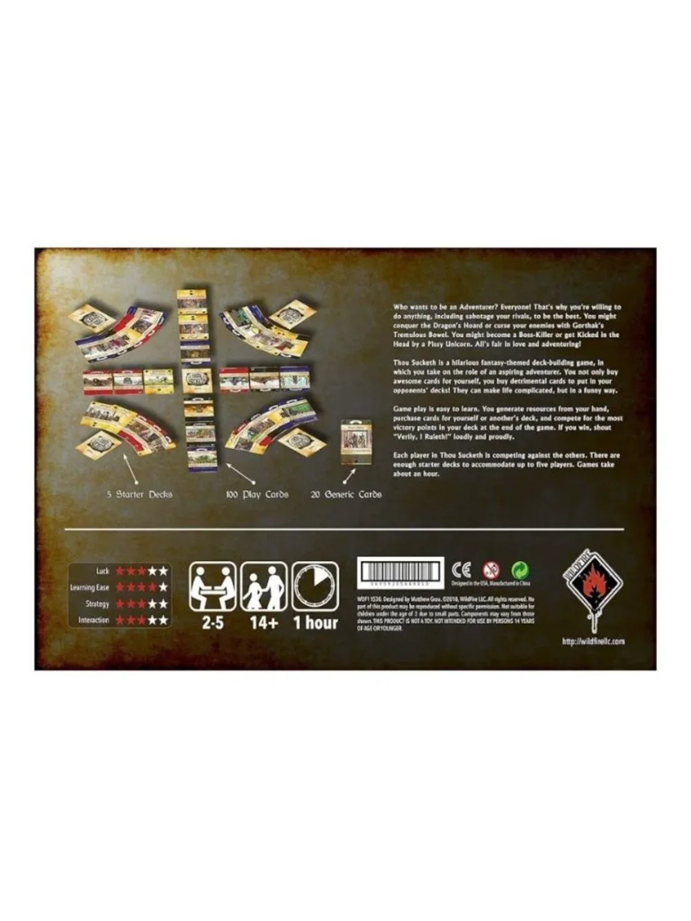 Thou Sucketh Deck-Building Game by Wildfire Fantasy Adventure 2-5 Players